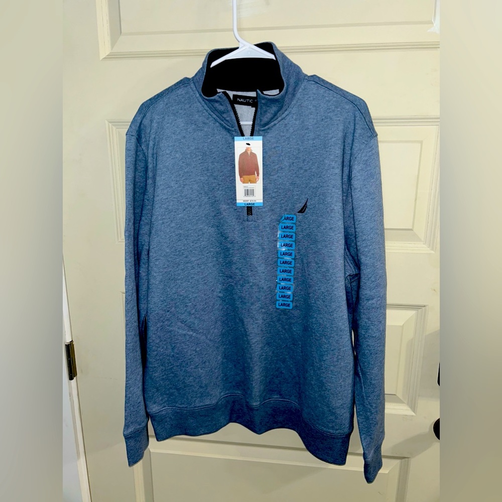 Nautica mens 1/4 zip pullover in blue